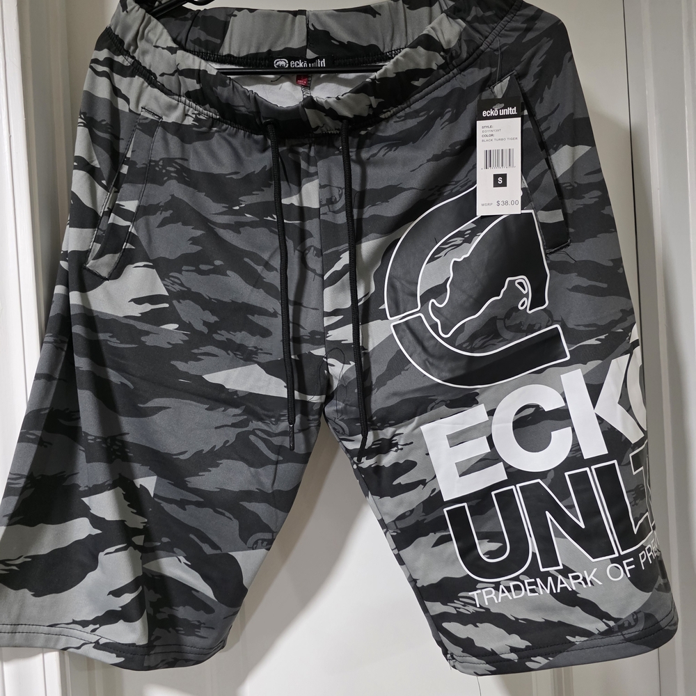 Mens Ecko Unltd Black Turbo Tiger Camo Shorts ALL SIZES